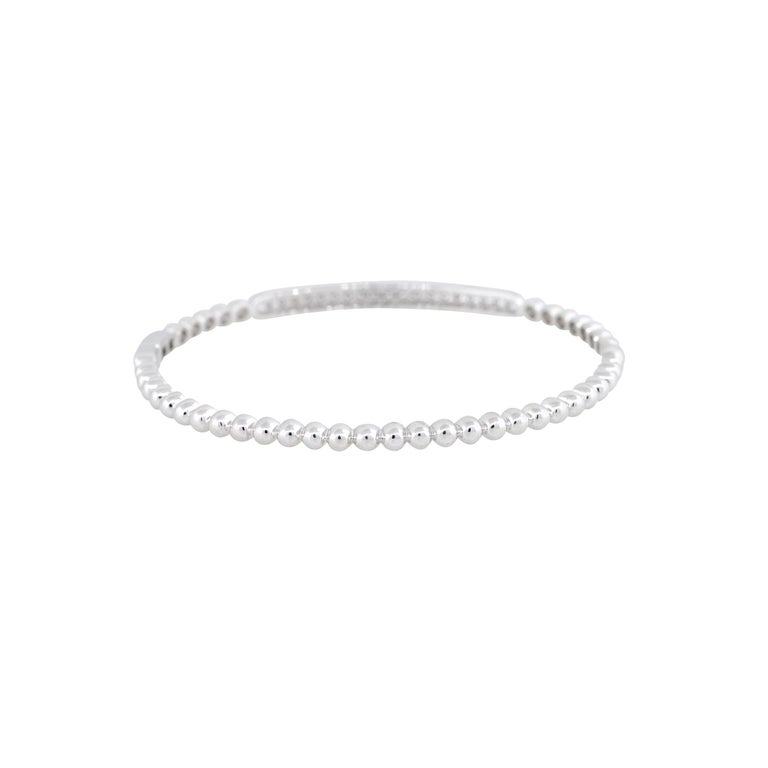 1.06 Carat Pave Diamond Bar Bump Bangle 18 Karat in Stock For Sale at ...
