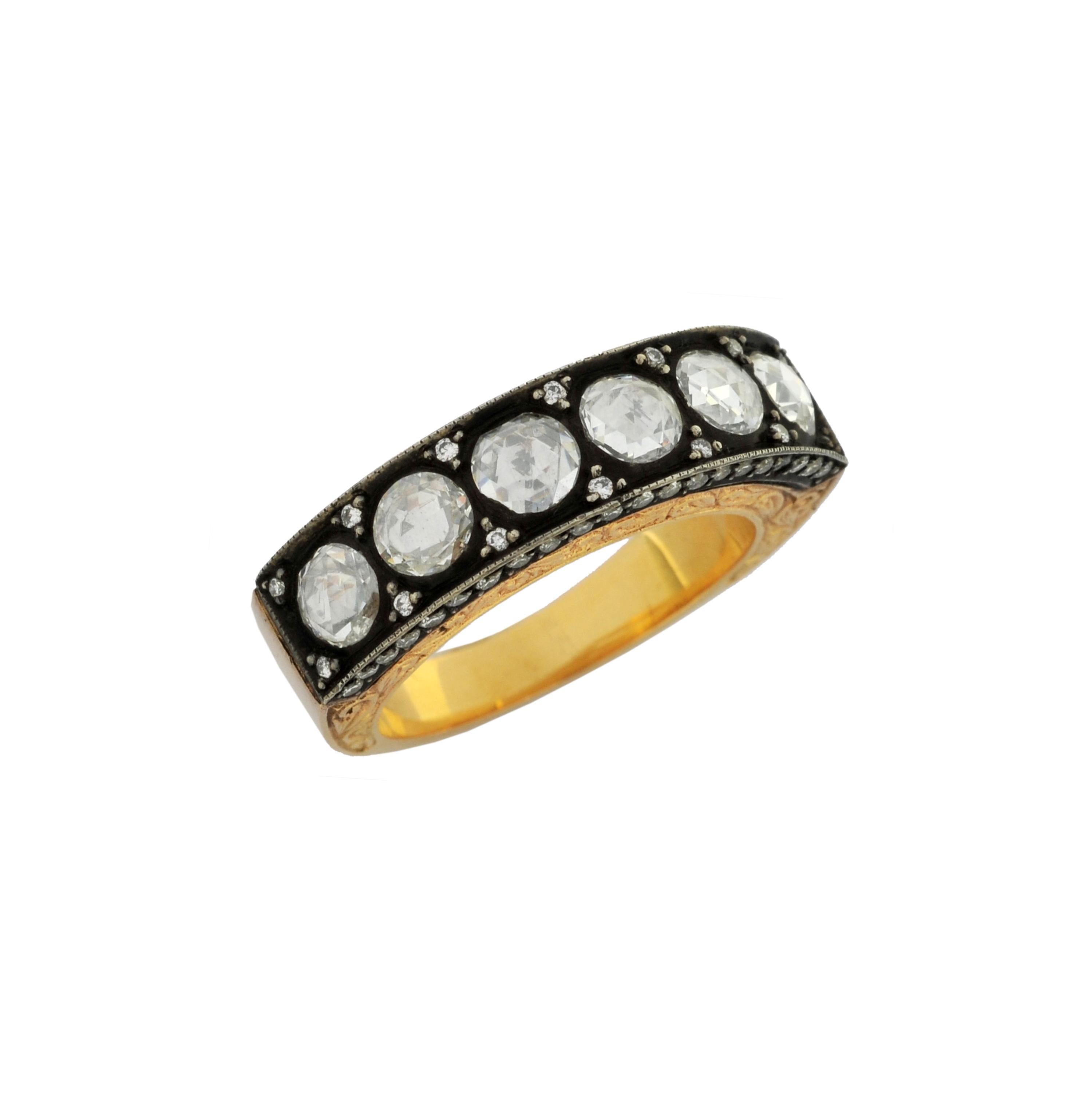 1.06 Carat Rosecut Diamond Heritage 18 Karat Ring For Sale