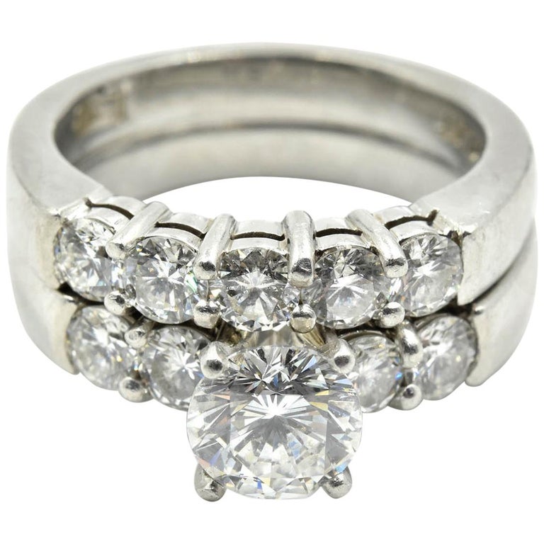 1.06 Carat Round Brilliant Cut Diamond Platinum Engagement Set with ...