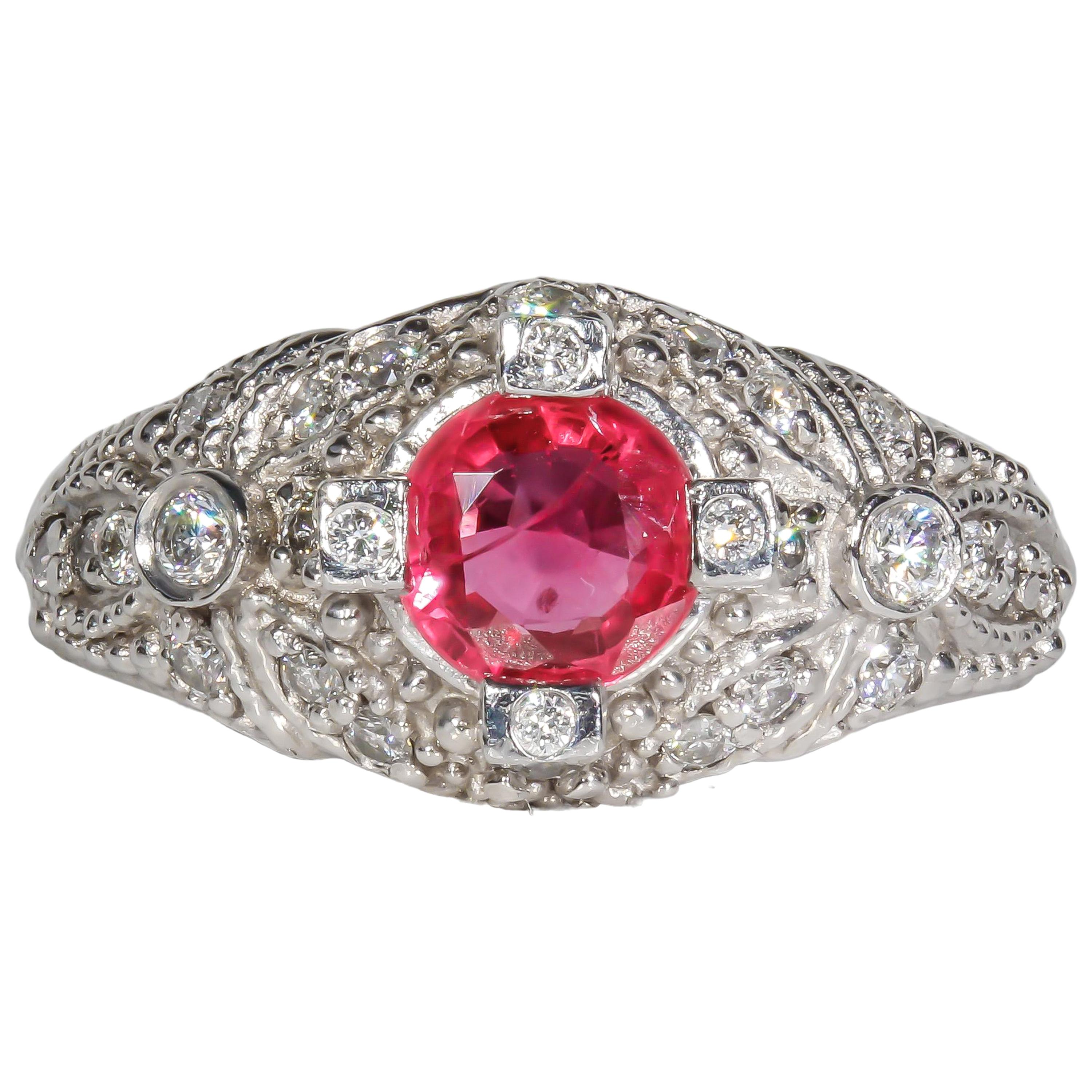 1.06 Carat Ruby and Diamond Cocktail Ring