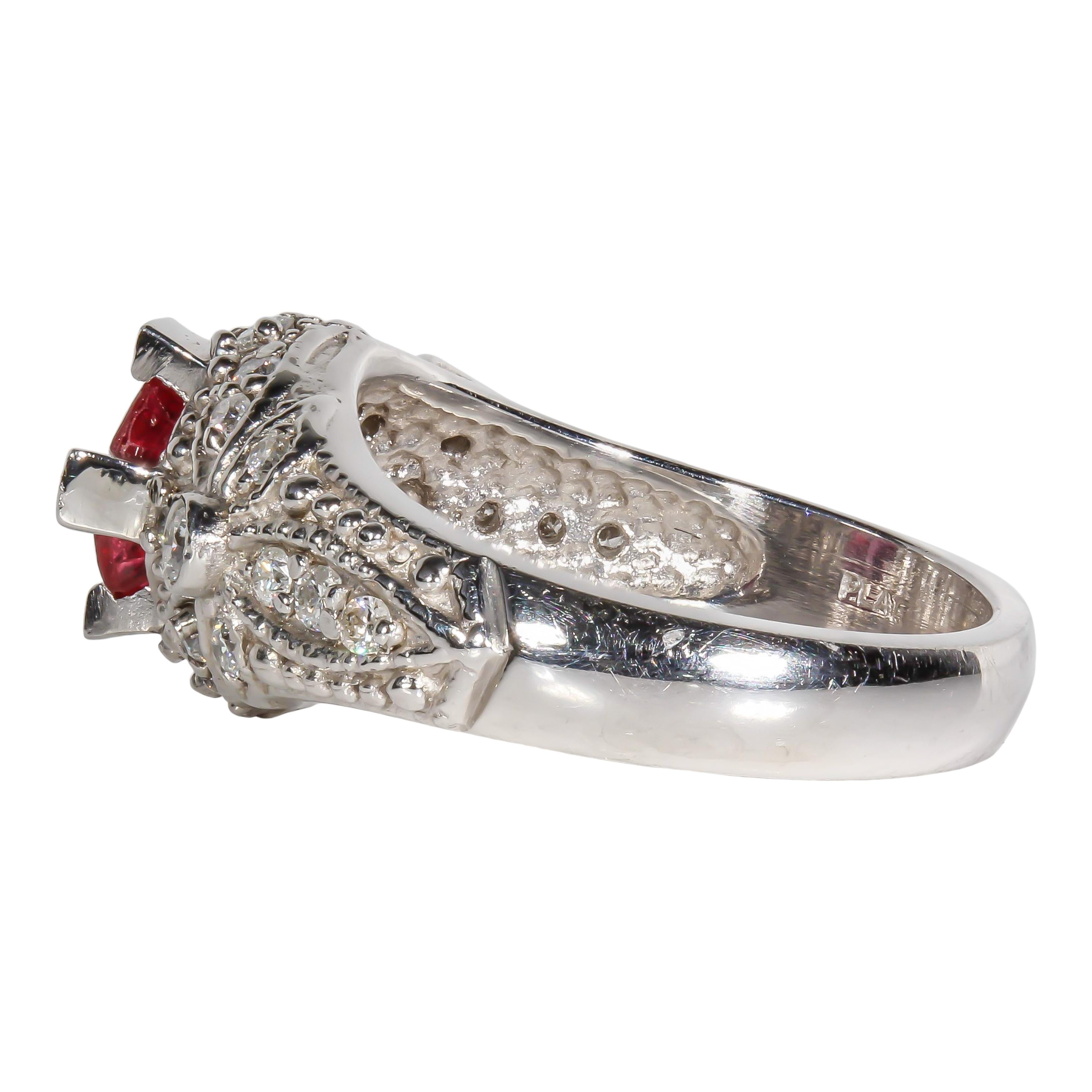 Women's 1.06 Carat Ruby and Diamond Cocktail Ring