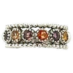 Contemporary 1.06ct Multicolor Sapphire Band in 14K White Gold, USA