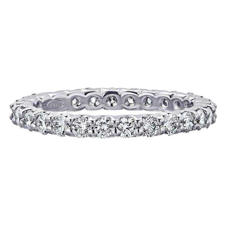 1.06 Carat Conflict Free Shared Prong Diamond Eternity Band in Platinum For Sale