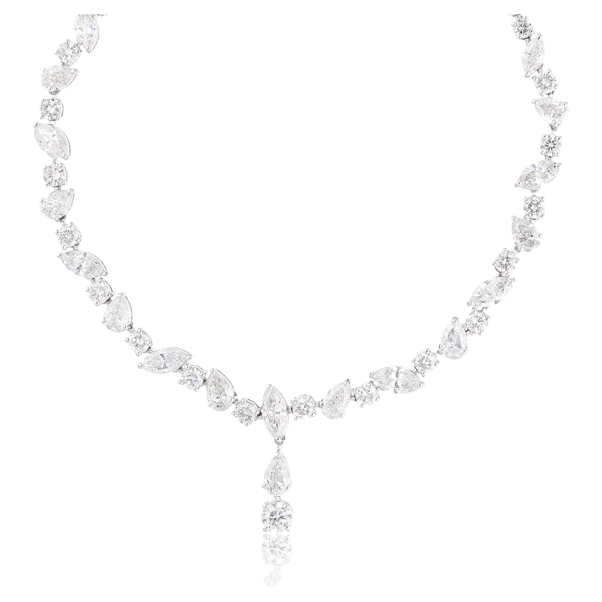 10.6 Carat SI Clarity HI Color Diamond Necklace 14 Karat White Gold Jewelry