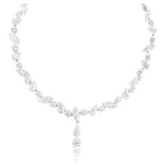 10.6 Carat SI Clarity HI Color Diamond Necklace 14 Karat White Gold Jewelry