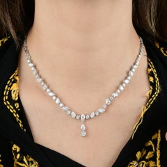 10.6 Carat SI Clarity HI Color Diamond Necklace 18 Karat White Gold Jewelry