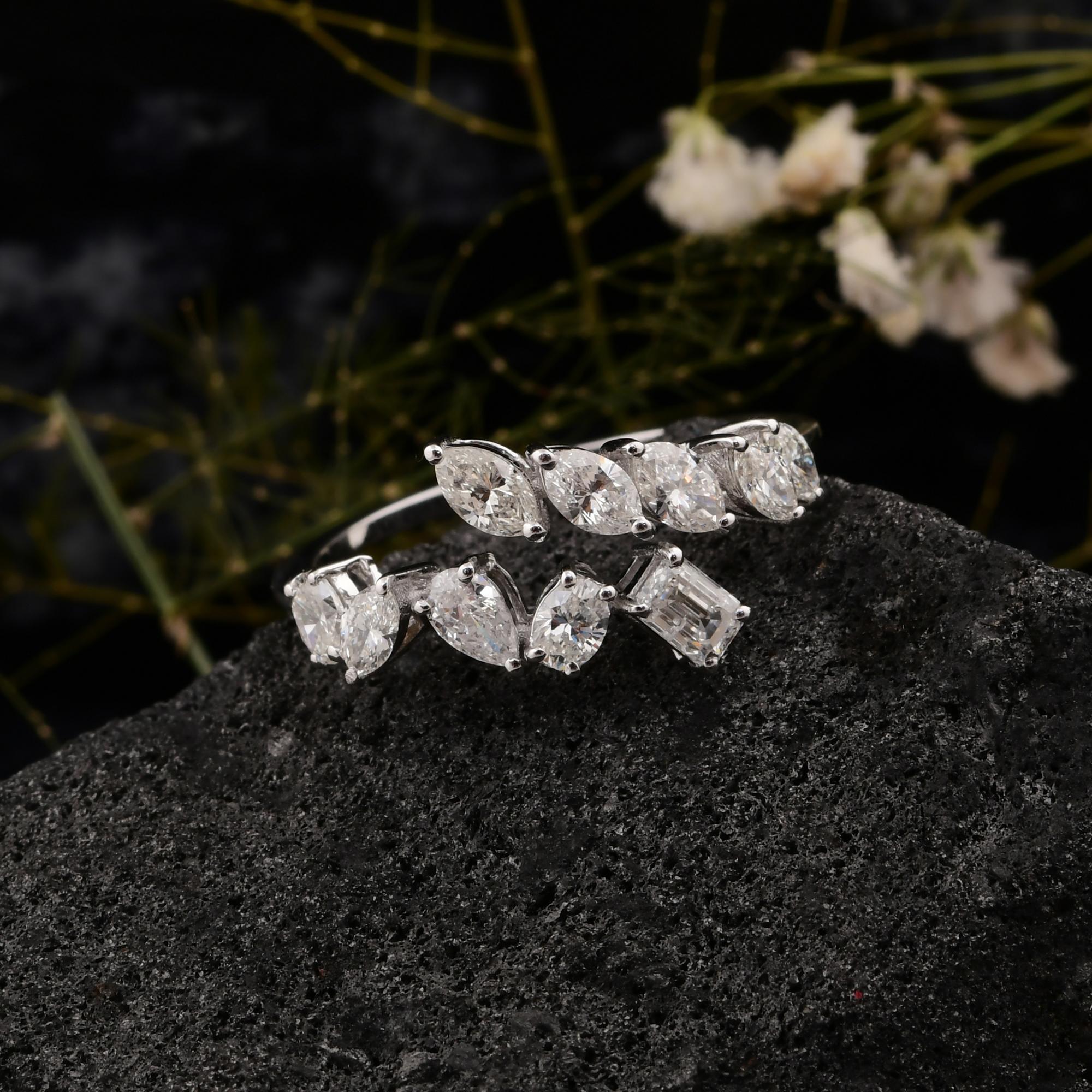 Marquise Cut 1.06 Carat SI Clarity HI Color Multi Shape Diamond Wrap Ring 14 Karat White Gold For Sale