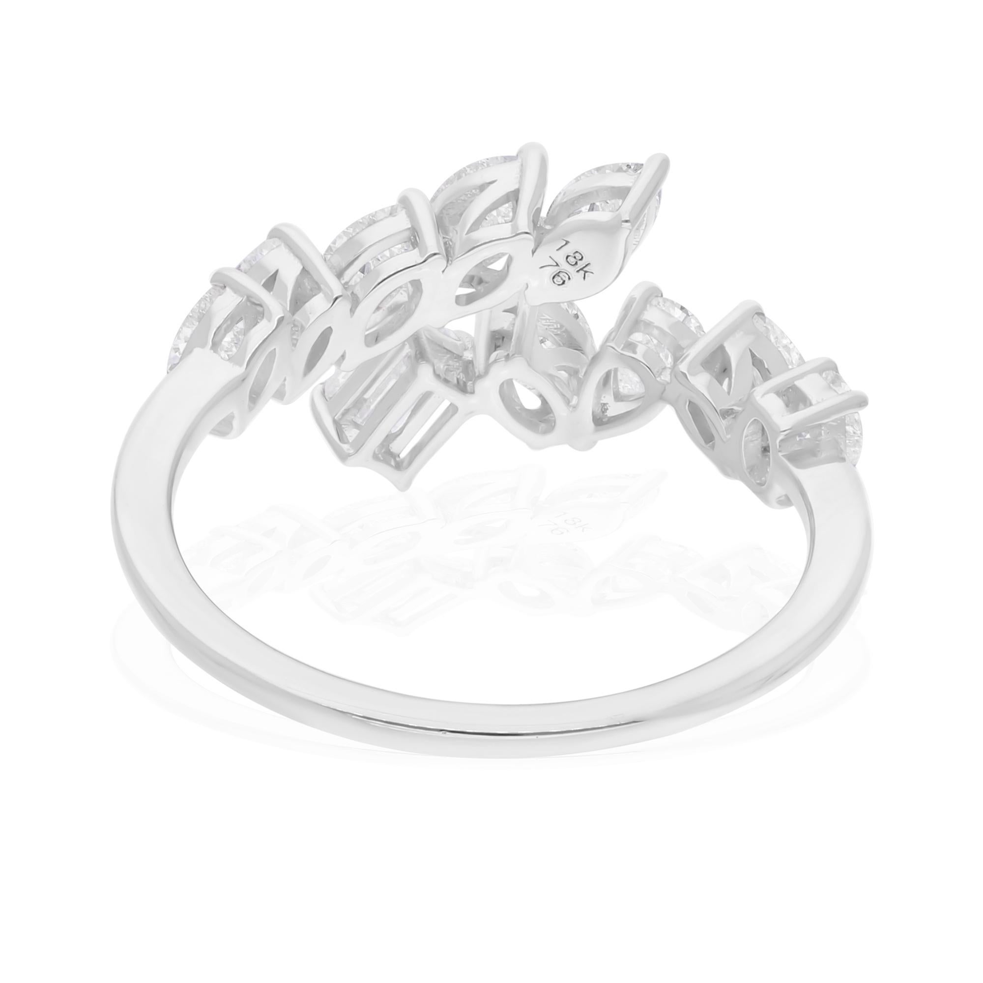 Women's 1.06 Carat SI Clarity HI Color Multi Shape Diamond Wrap Ring 14 Karat White Gold For Sale