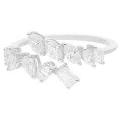 1.06 Carat SI Clarity HI Color Multi Shape Diamond Wrap Ring 14 Karat White Gold