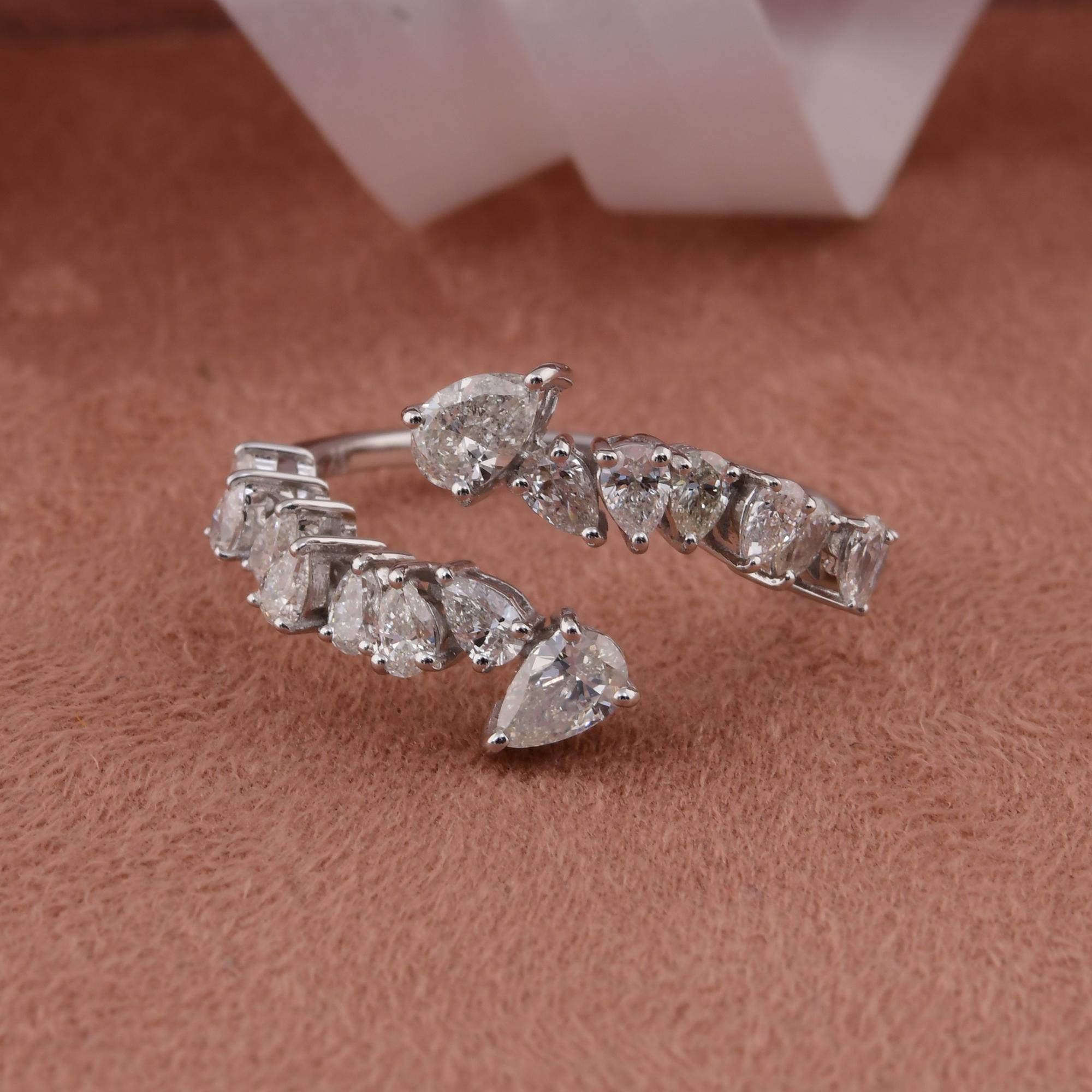 Pear Cut 1.06 Carat SI Clarity HI Color Pear Shape Diamond Wrap Ring 14 Karat White Gold For Sale