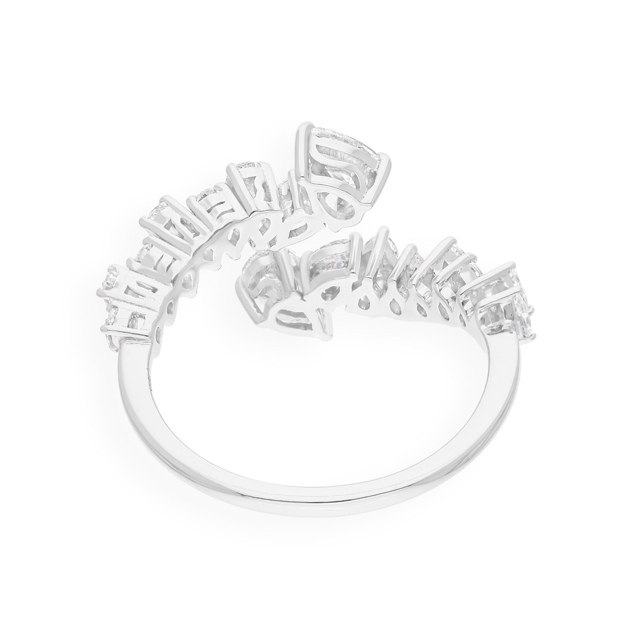 1.06 Carat SI Clarity HI Color Pear Shape Diamond Wrap Ring 14 Karat White Gold In New Condition For Sale In Diera, Dubai