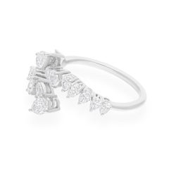 1,06 quilates SI Claridad HI Color Anillo Envolvente de Diamantes Forma de Pera Oro Blanco de 18 Quilates