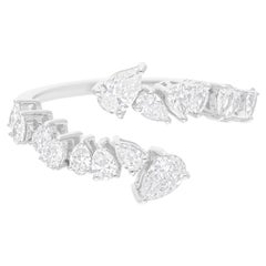 1.06 Carat SI Clarity HI Color Pear Shape Diamond Wrap Ring 18 Karat White Gold