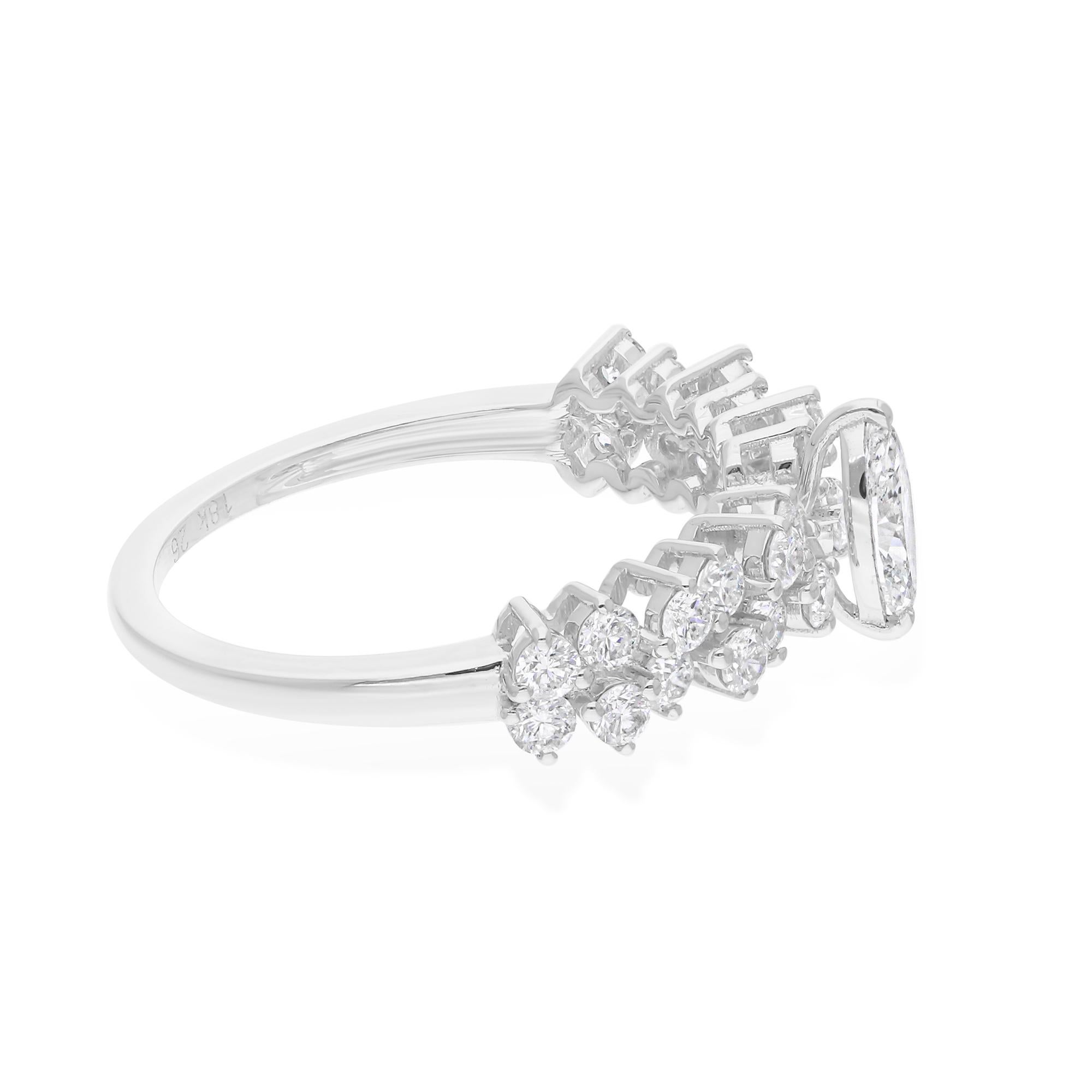 in vendita:  1,06 Carati SI/H Marquise Round Brilliante Cut Diamond Ring Oro bianco 18 carati 6