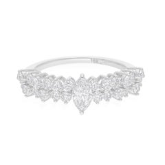 1.06 Carat SI/H Marquise Round Brilliant Cut Diamond Ring 18 Karat White Gold
