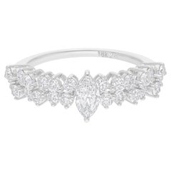 1,06 Karat SI/H Marquise Diamantring aus 18 Karat Weißgold mit rundem Brillantschliff