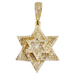 1.06 Carat Star of David Diamond Pendant Yellow Gold 14 Karat