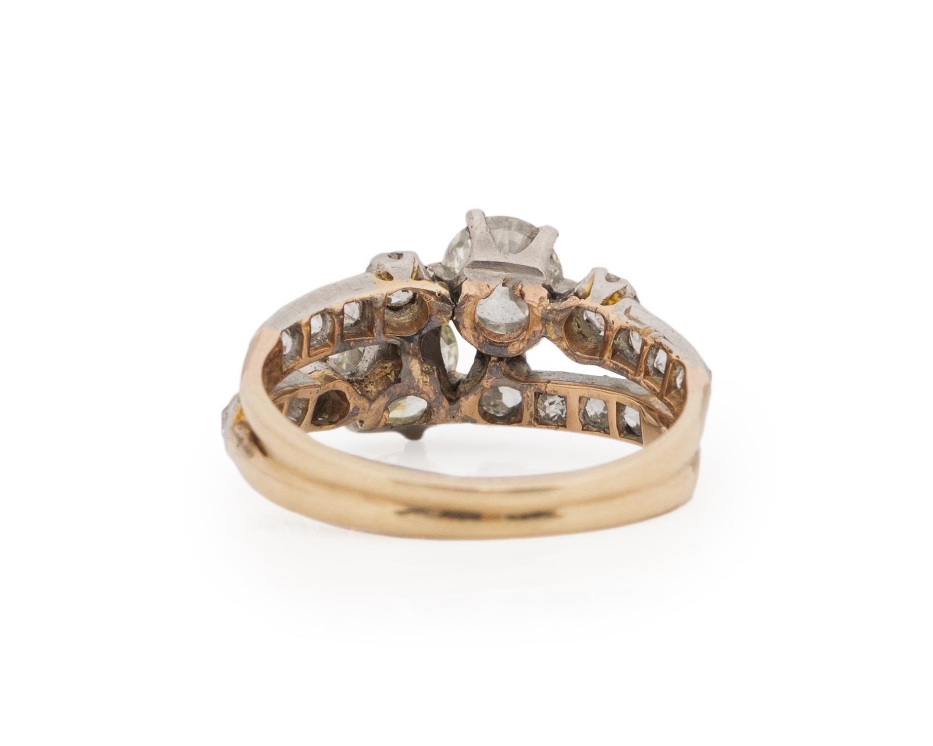 1.06 Carat Total Weight Edwardian Diamond 14 Karat Gold/Platinum Engagement Ring In Good Condition For Sale In Atlanta, GA
