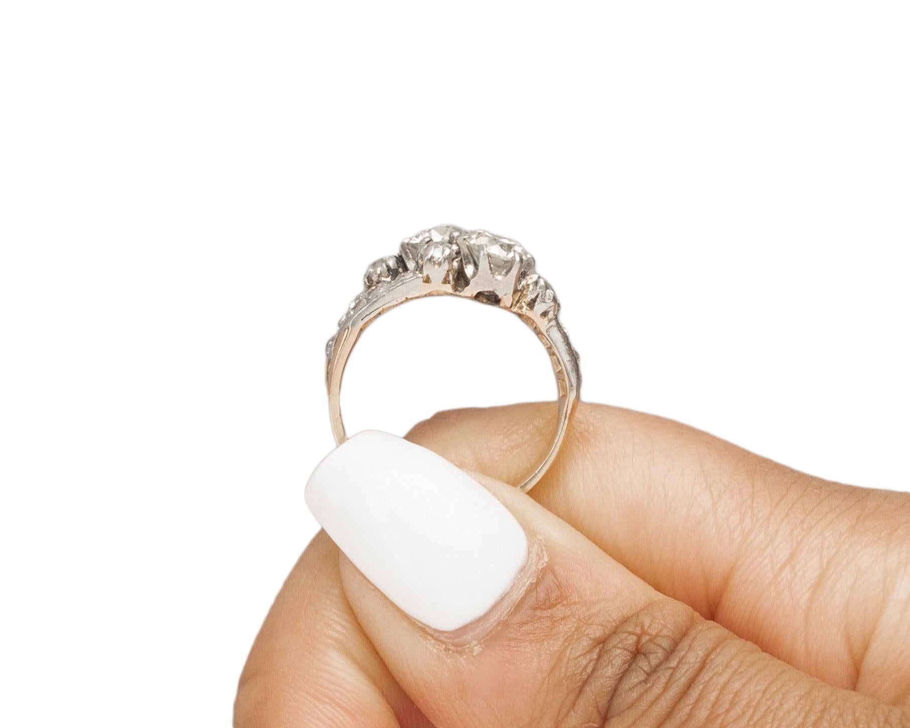 1.06 Carat Total Weight Edwardian Diamond 14 Karat Gold/Platinum Engagement Ring For Sale 3