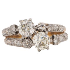 1,06 Karat Gesamtgewicht edwardianischer Diamant 14 Karat Gold/Platin Verlobungsring