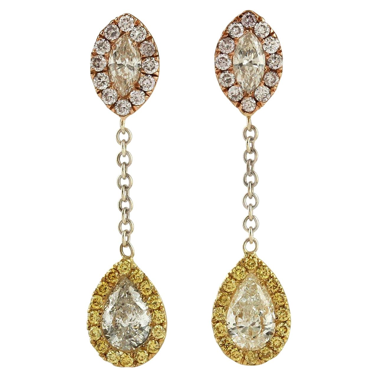 Boucles d'oreilles en or 18 carats avec diamants de 1,06 carat