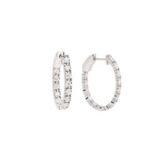 1.06 Carats Diamonds 18 Carat White Gold Hoop Earrings