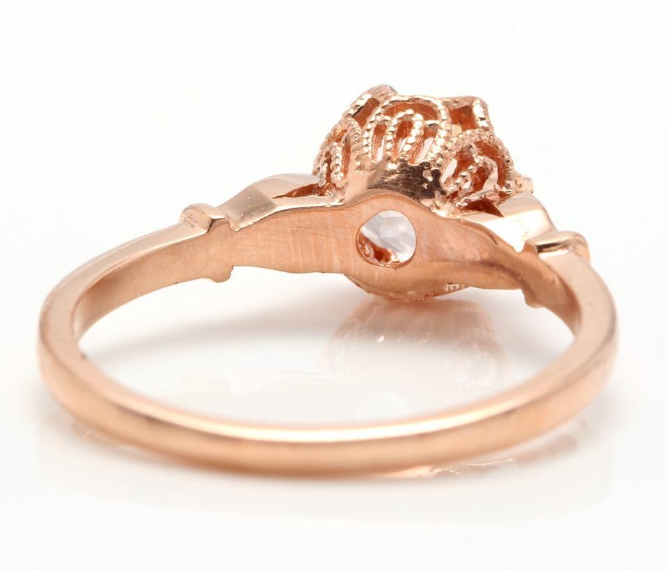1.06 Carats Natural Morganite and Diamond 14K Solid Rose Gold Ring In New Condition For Sale In Los Angeles, CA