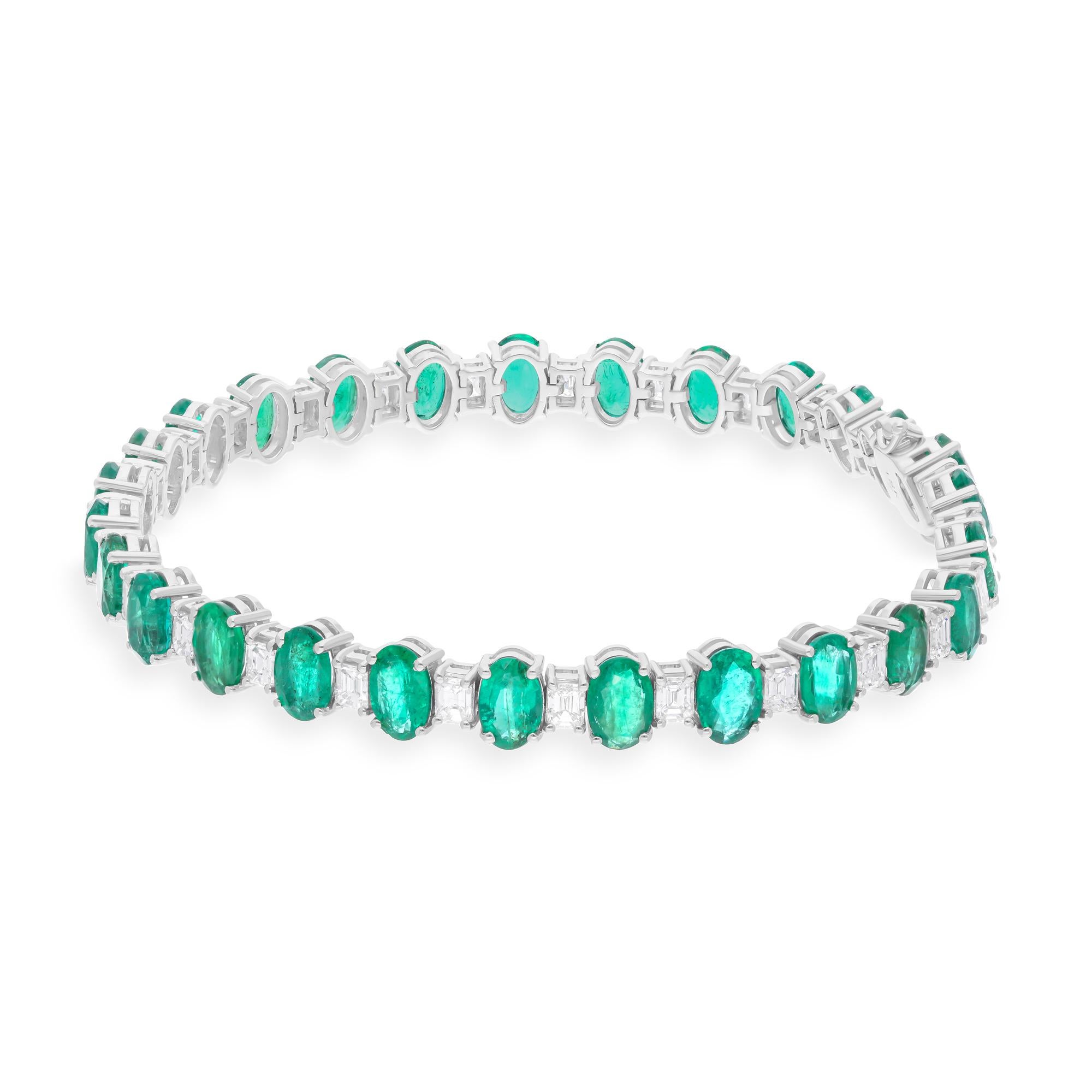 Cast from 18-karat gold, these exquisite bracelet is handset with 10.62 carats Zambian emerald and 2.55 carats of sparkling diamonds.

FOLLOW SPECTRUM JEWELS storefront to view the latest collection & exclusive pieces. Spectrum Jewels is proudly