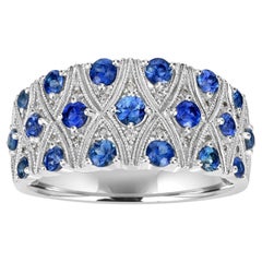 1.06 Carats Sapphire and Diamond Cluster Ring 