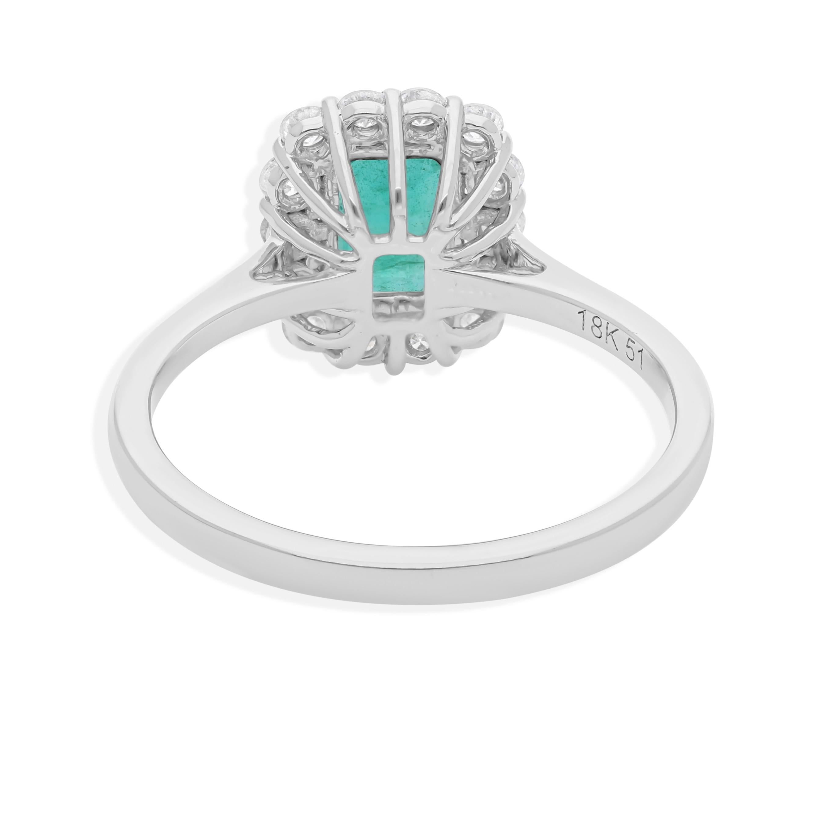 For Sale:  1.06 Ct Emerald Halo Diamond Engagement Ring 18k White Gold Gift for Her 6