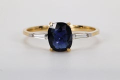 1.06 CT GIA Certified Cushion Cut No Heat Burma Sapphire in 18k Yellow Gold Ring