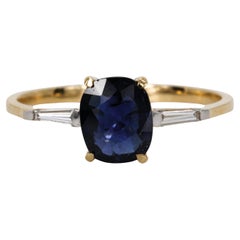 1.06 CT GIA Certified Cushion Cut No Heat Burma Sapphire in 18k Yellow Gold Ring