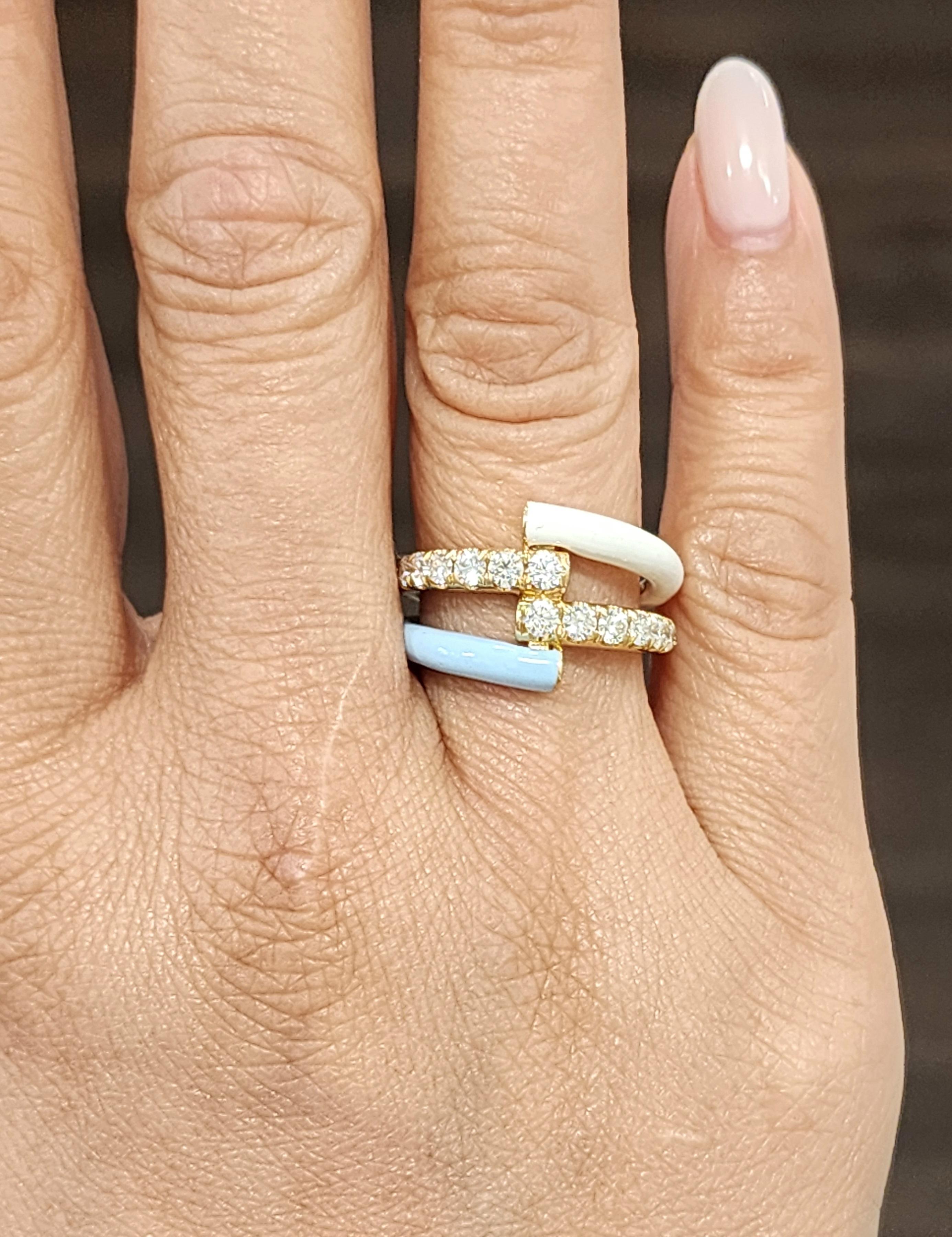 1,06 Karat Melissa Kaye Diamant- und Emaille-Ring (Moderne) im Angebot