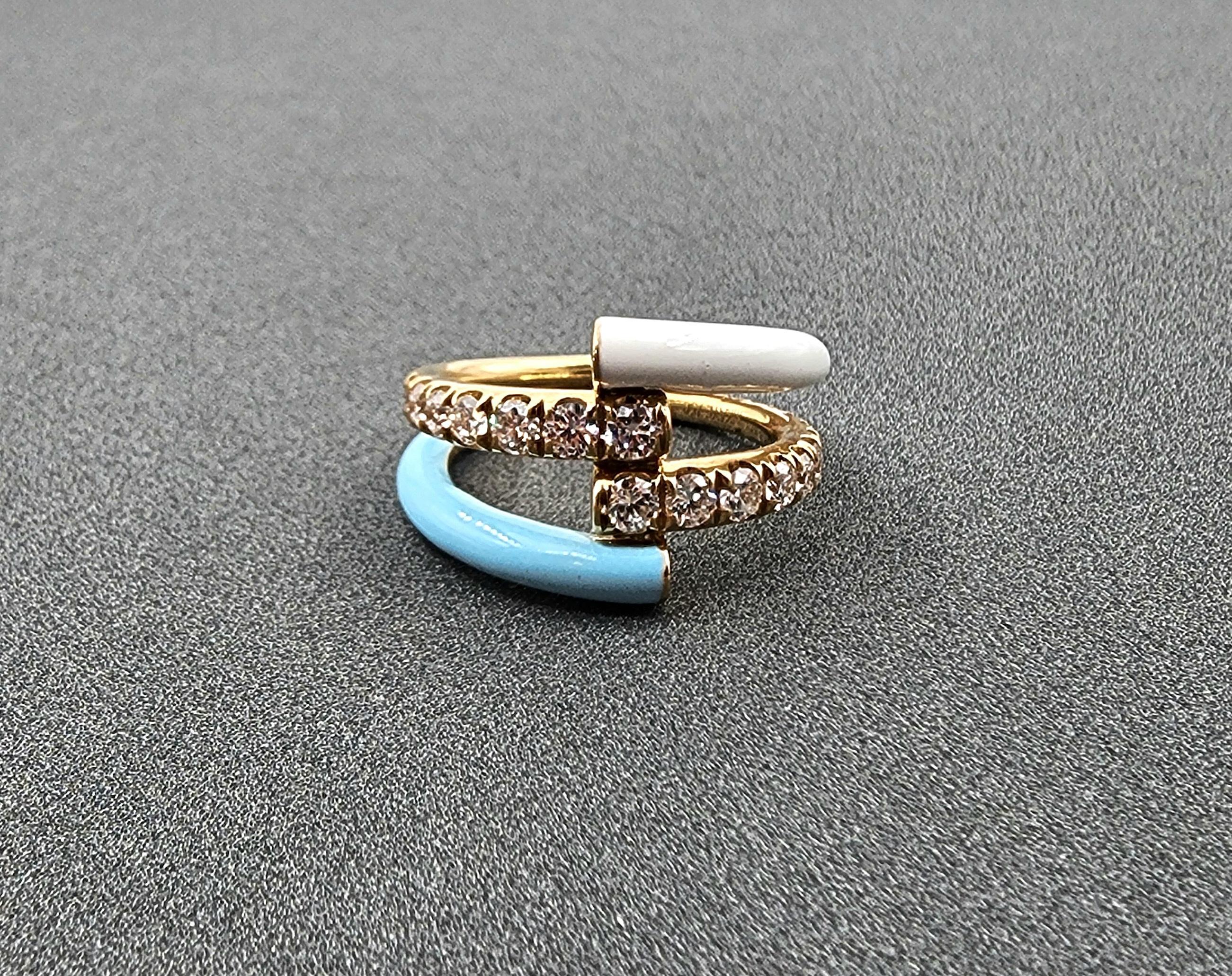 1,06 Karat Melissa Kaye Diamant- und Emaille-Ring (Rundschliff) im Angebot
