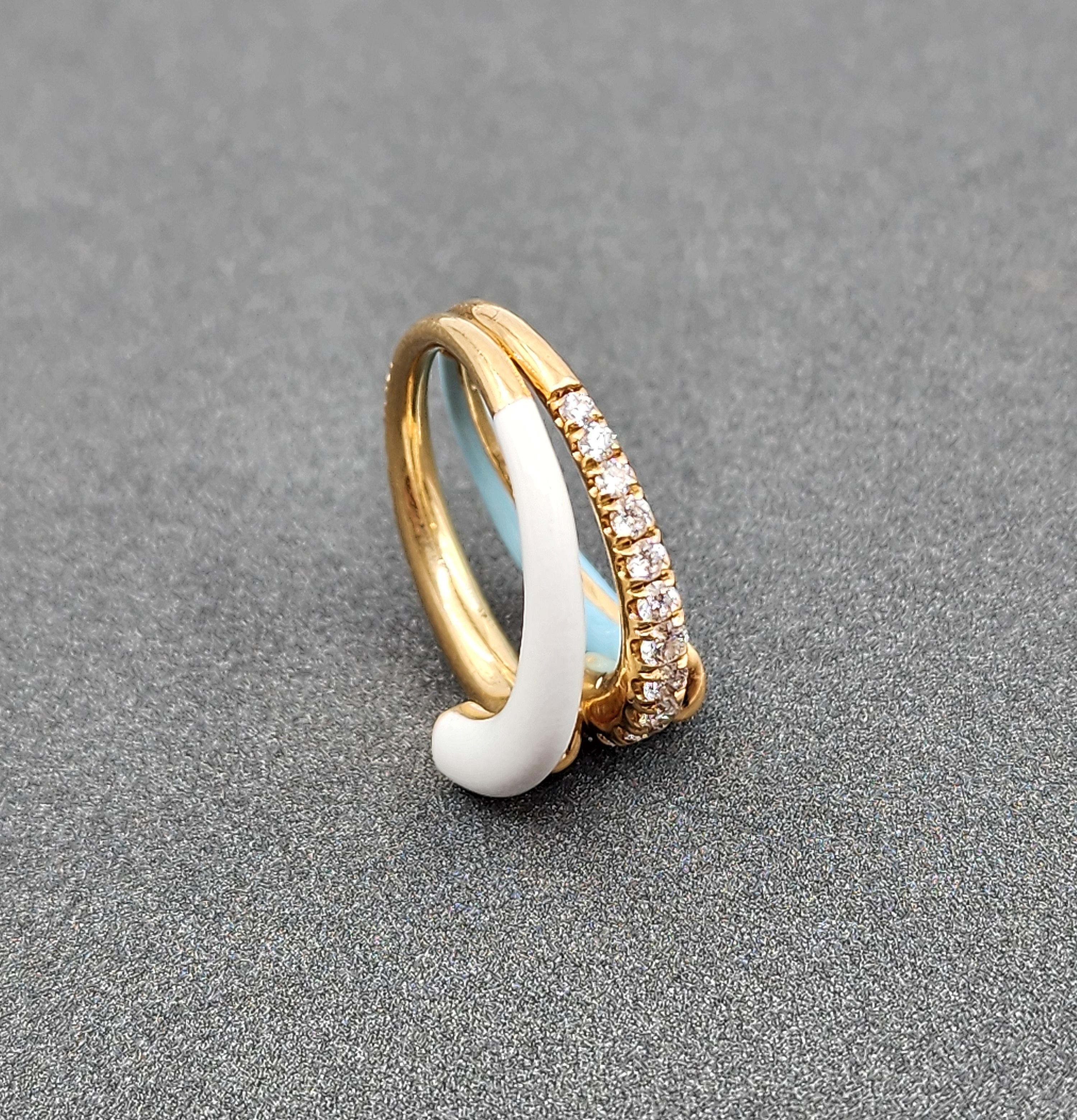 1,06 Karat Melissa Kaye Diamant- und Emaille-Ring im Angebot 1