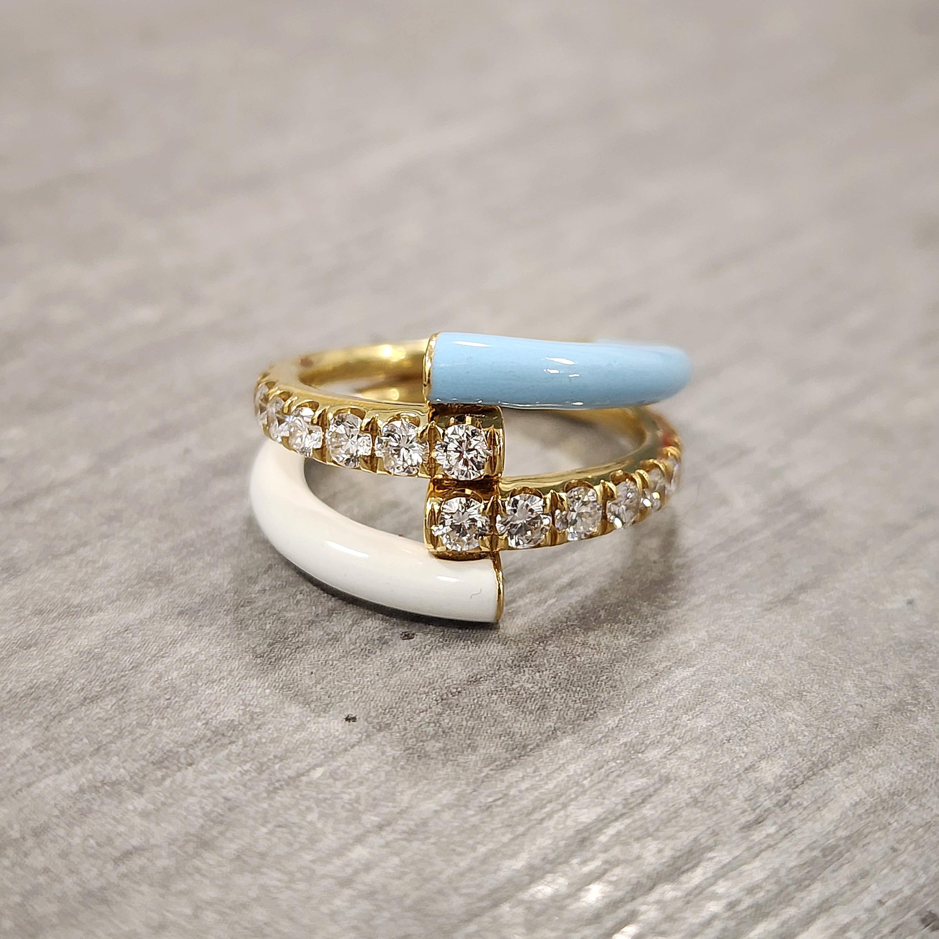 1,06 Karat Melissa Kaye Diamant- und Emaille-Ring im Angebot 3