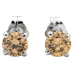 1.06 ct Natural Fancy Brownish Yellow Diamond Earrings, No Reserve Price