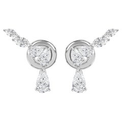 1.06 Ct Natural Marquise Diamond Climber with Pear Drop Earrings 14K White Gold