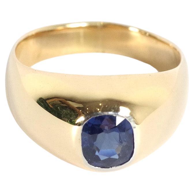 1.06 ct natural sapphire band ring, 18k gold, circa 1950