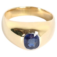 1.06 ct natural sapphire band ring, 18k gold, circa 1950