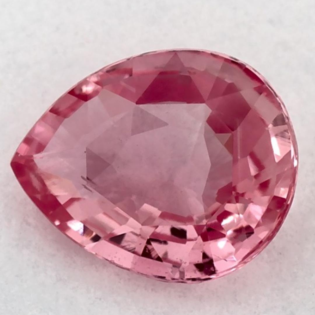 1.06 Ct Pink Sapphire Pear Loose Gemstone
