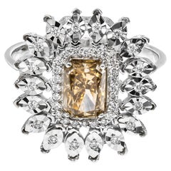 1.06 Ct Natural Fancy Intense Brown Yellow Diamond Ring, No Reseve Price