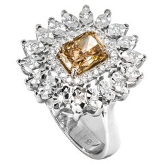 1.06 Ct Natural Fancy Intense Brown Yellow Diamond Ring, No Reseve Price