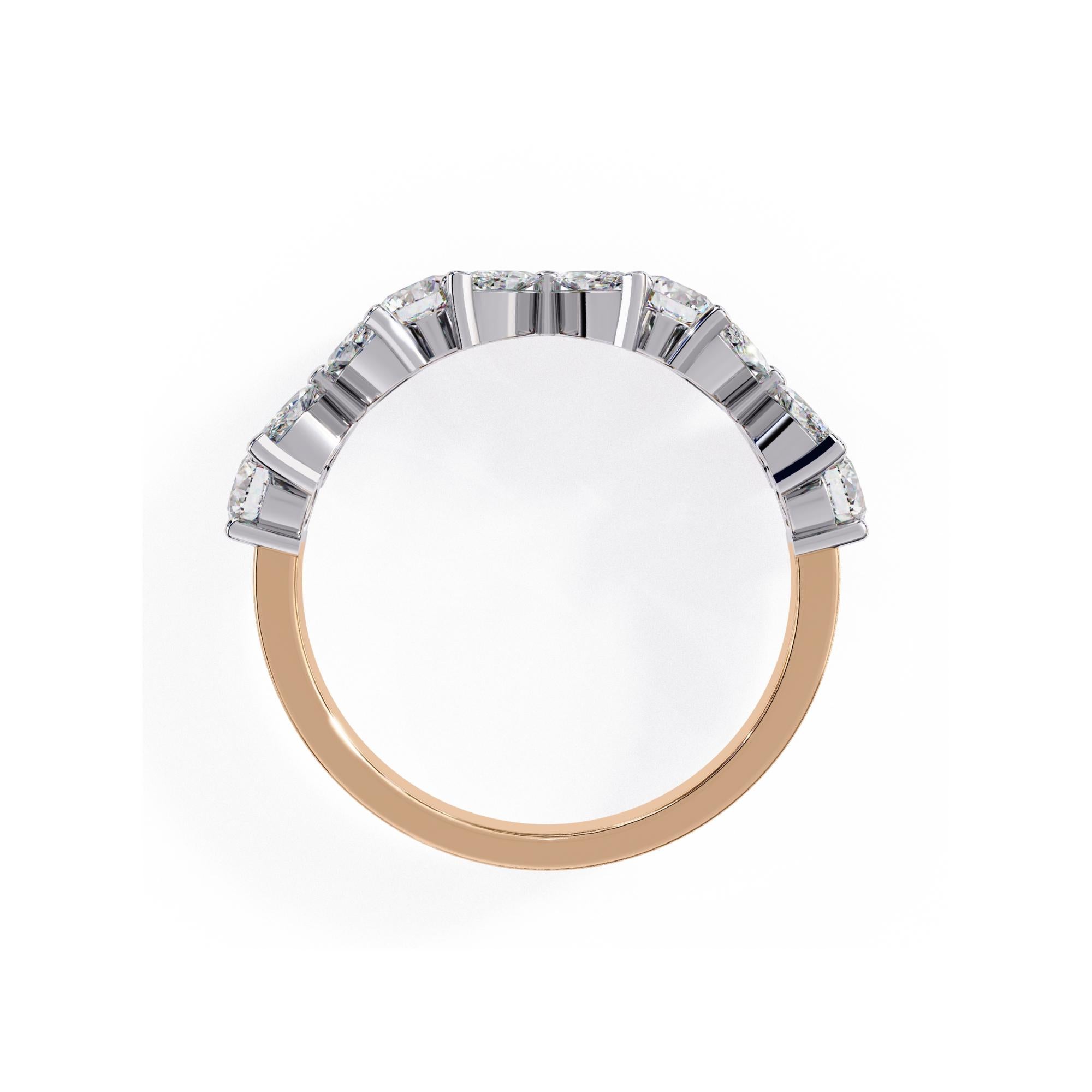 1.06 Ctw, Marquise and Round Diamond Ring, Diamond Band, 14K Solid Gold en vente 5