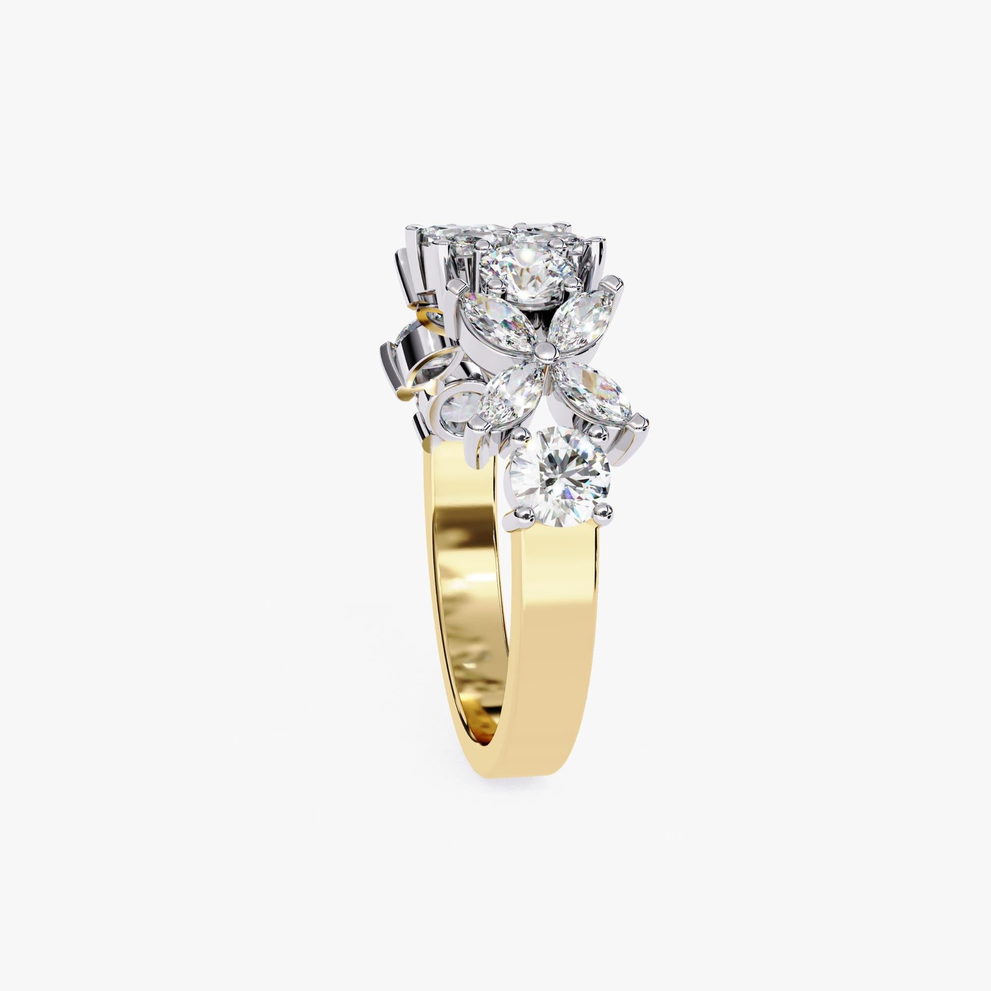 1.06 Ctw, Marquise and Round Diamond Ring, Diamond Band, 14K Solid Gold Unisexe en vente