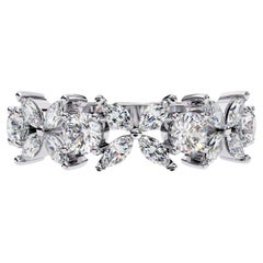 1,06 ctw, anillo de diamantes marquesa y redondos, banda de diamantes, oro macizo de 14 quilates