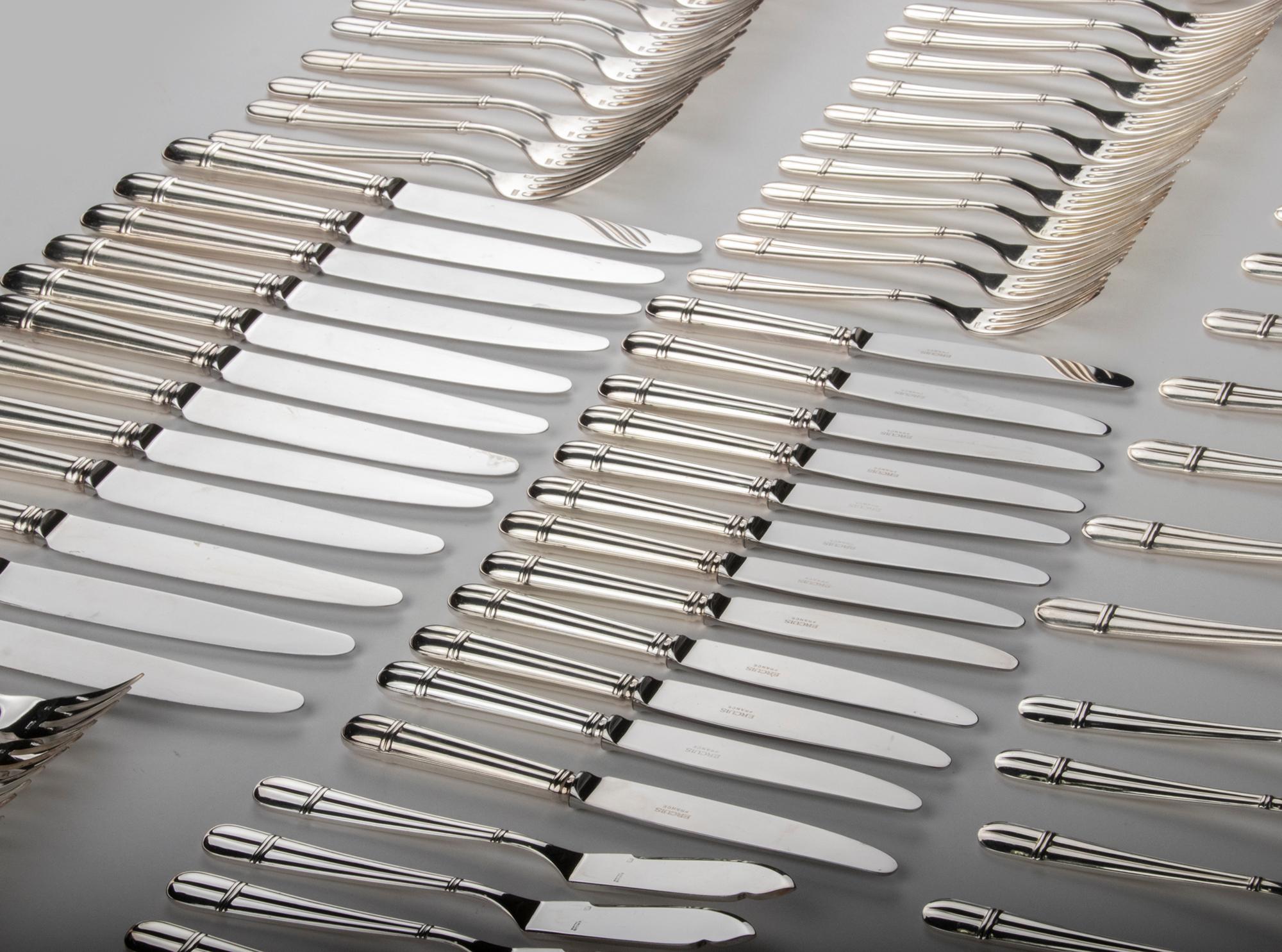 French 106-Piece Set of Silver Plated Cutlery from Ercuis, France
