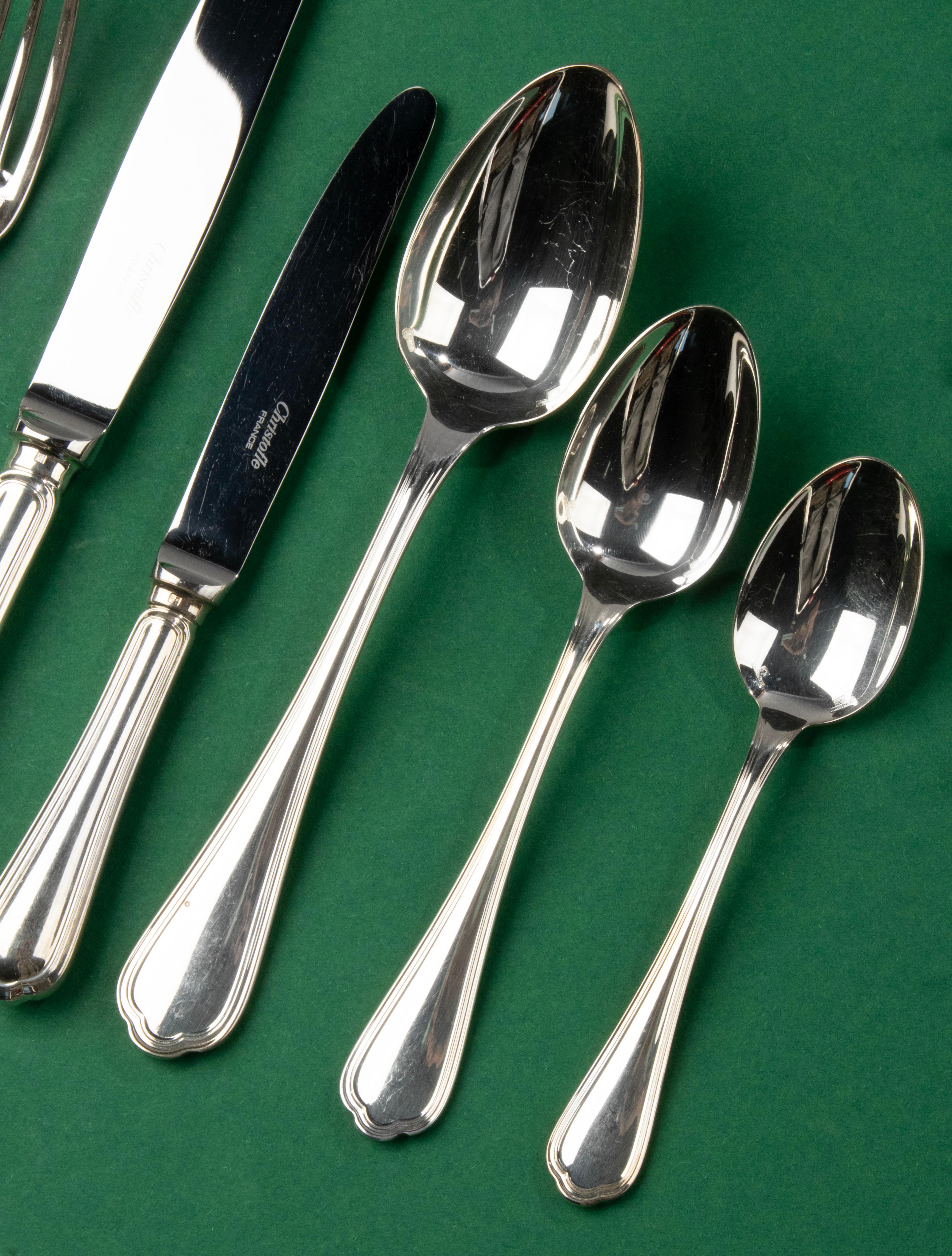 106-Piece Silver Plated Flatware for 12 Persons - Christofle - Model Spatours 3