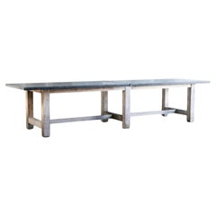 10'6" Solid Belgian Oak and Blue Stone Dining Table with 6 Legs Indoor/Outdoor 