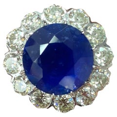 10.60 Carat Certified Ceylon Blue Sapphire Ring in Platinum 900